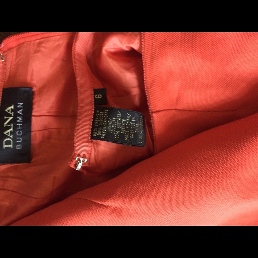 Orange Linen Pencil Skirt